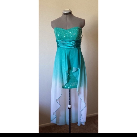 Windsor | Dresses | Blue And White Sequin High Low Style Dress | Poshmark